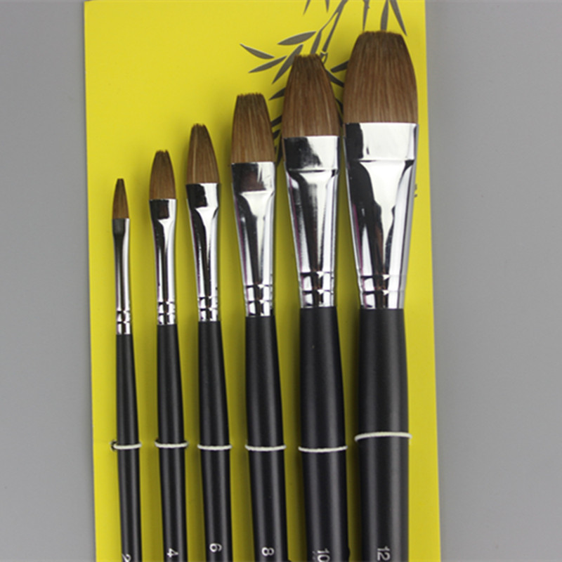Van Gogh art set flat head wolf hair brush gouache brush acrylic oil painting brush single art pen