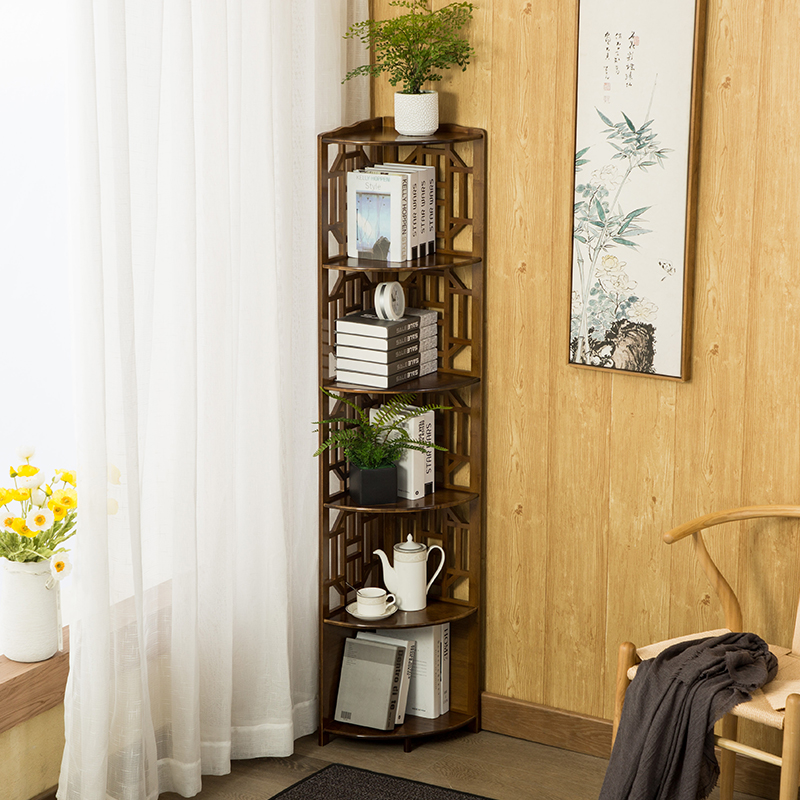 Bamboo Yahui Simple Bookshelf Shelf Simple Modern Multi-layer Solid Wood Floor Corner Shelf Storage Shelf Student Bookcase