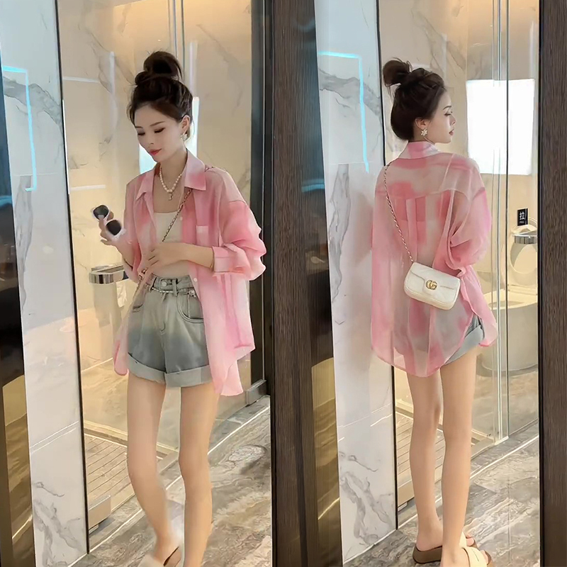 Sweet Dopamine Quicksand Pink Long-Sleeved Sun Protection Shirt for Women, Summer Mid-Length Loose Casual Stylish Thin Shirt Sweet Dopamine Quicksand Pink Long-Sleeved Sun Protection Shirt for Women, Summer Mid-Length Loose Casual Stylish Thin Shirt