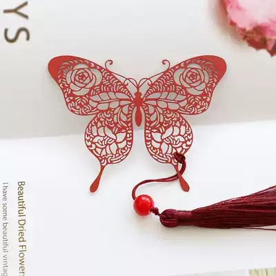 (Dream Butterfly) Classical tassel Chinese Style Butterfly Dream metal creative bookmarks rose stainless steel creative gifts