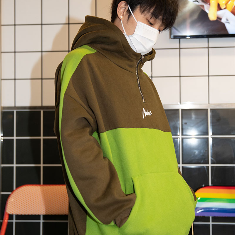 Medria 2018 Hooded pullover stitching hoodie oversize sweatshirt Hip-hop trend brand winter sportswear