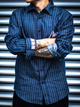 Medria Original Hip Hop port Wind chic loose striped shirt autumn male and female couples ins superfire