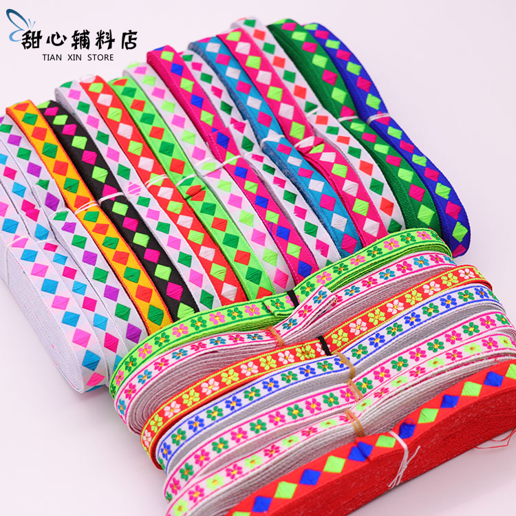 New 1cm ethnic jacquard lace national windy clothes accessories Accessories Doll Clothes Cuff DIY accessories Accessories Flowers lace