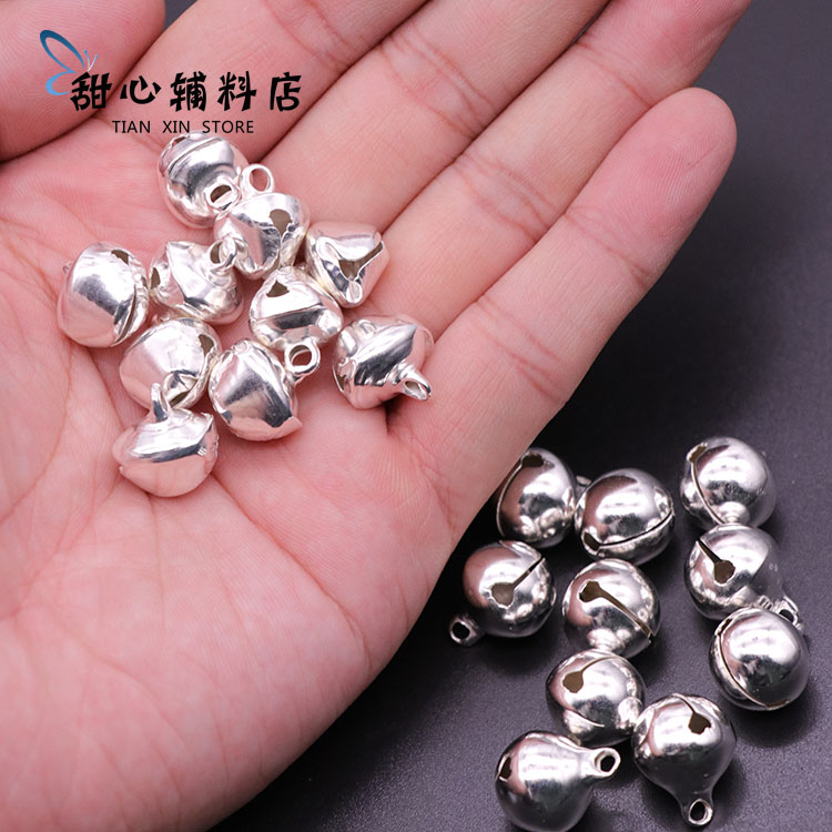 Small bell-round flat Flat Diy Hand Performance Ornament Accessories Silver-coated Iron Bell Pan 14 mm Small Bell