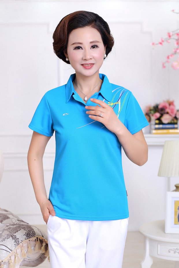 Xia Jiamusi nhảy múa vui vẻ thể dục nhịp điệu quần áo thể thao nhóm trung niên quần áo cặp đôi thể thao POLO áo sơ mi áo polo dior