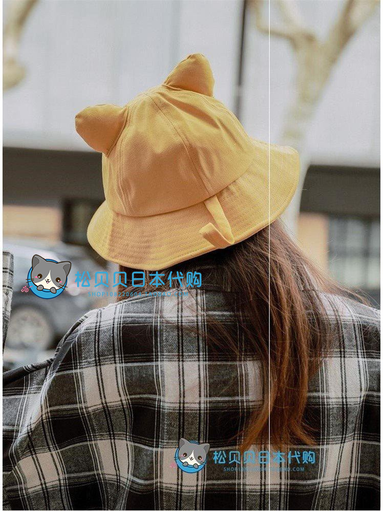 Japan imports hapins small 100 lap hats cute cute cute cute cute ears Summer fisherman hat female boomer face cartoon