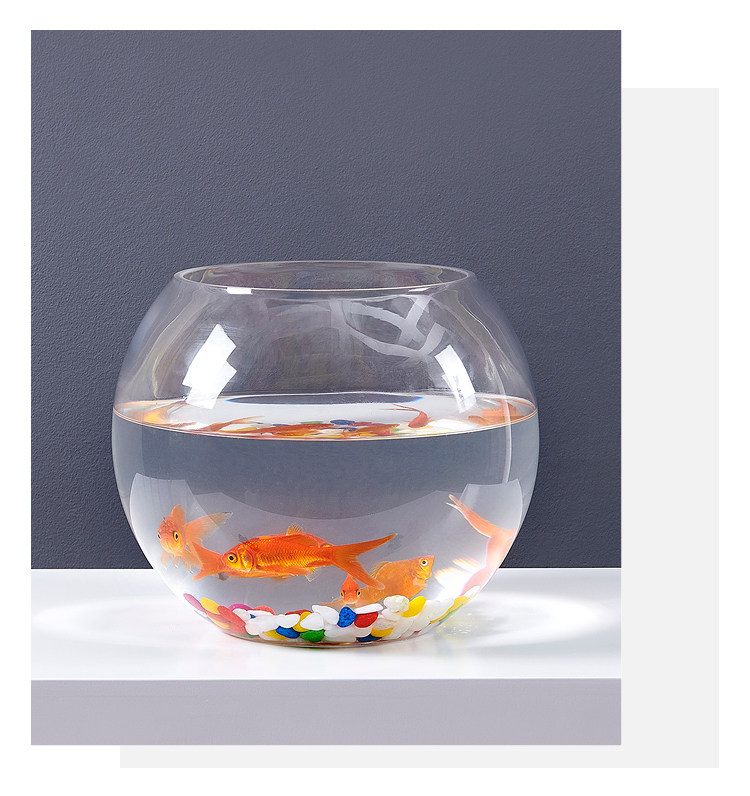 佐木妃小家魚缸玻璃創意圓形水培透明客廳中型辦公室桌面小型金魚迷你小魚缸 Yahoo奇摩拍賣
