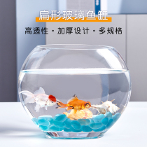 Creative flat glass fish tank Oval Super White Transparent glass goldfish tank mini aquarium small desktop