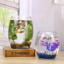Fish tank glass creative round hydroponic transparent living room medium office desktop small goldfish Mini small fish tank