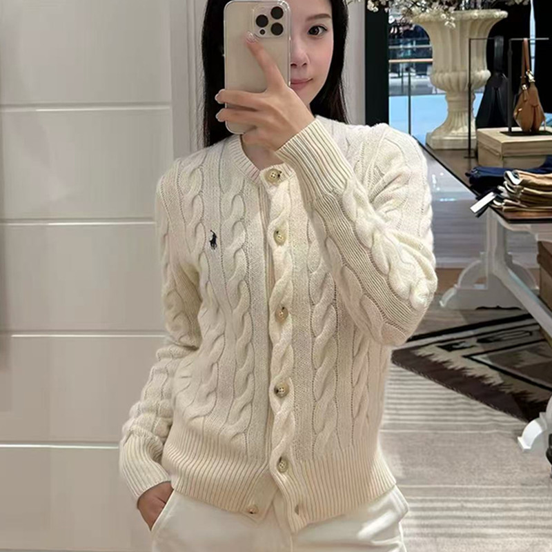 Hong Kong Direct Mail Ralph Lauren Ralph Lauren Wool Cashmere Twist Knit Cardigan Women's Autumn and Winter Sweater