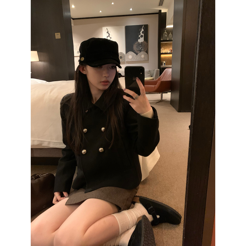 Sheepland British Style Double-Breasted Wool Short Coat Women's Autumn and Winter High-End Jacket Top Sheepland British Style Double-Breasted Wool Short Coat Women's Autumn and Winter High-End Jacket Top