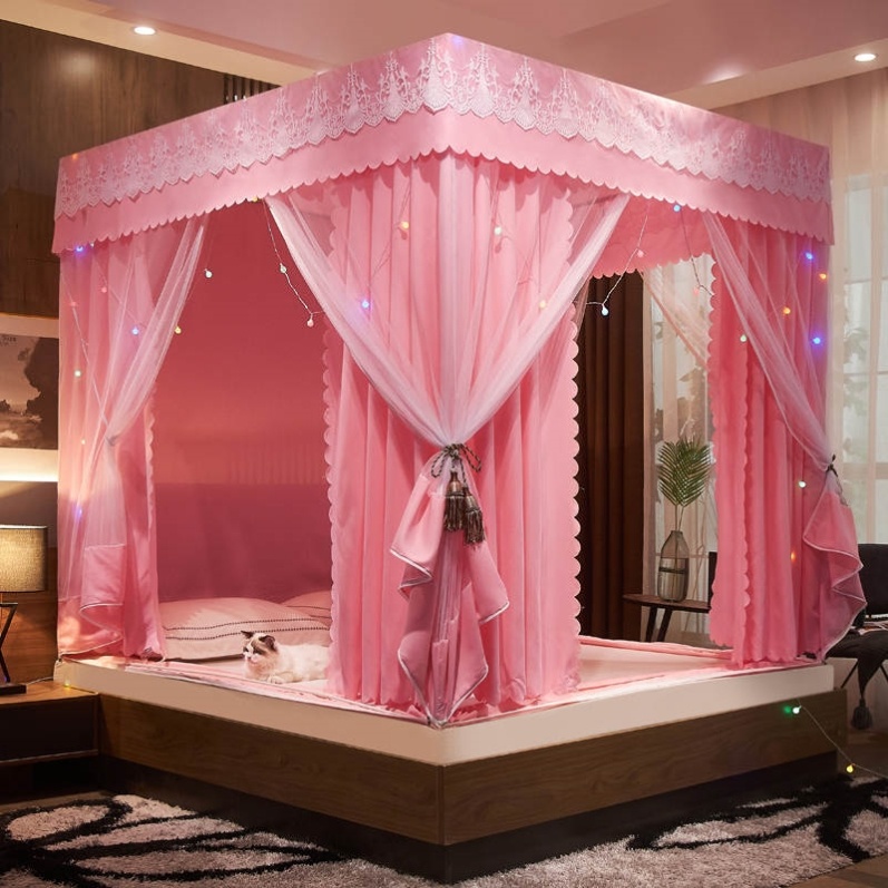 Blackout and dustproof cloth curtain full bottom one bed mosquito net home bedroom princess wind 1.5m children's anti-fall bed new model