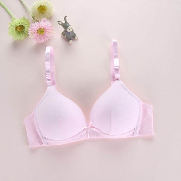 Ưu đãi đặc biệt màu thuần cô gái áo ngực thời kỳ phát triển áo ngực không có vòng thép cotton học sinh trung học đồ lót mỏng mềm xốp áo ngực đẹp
