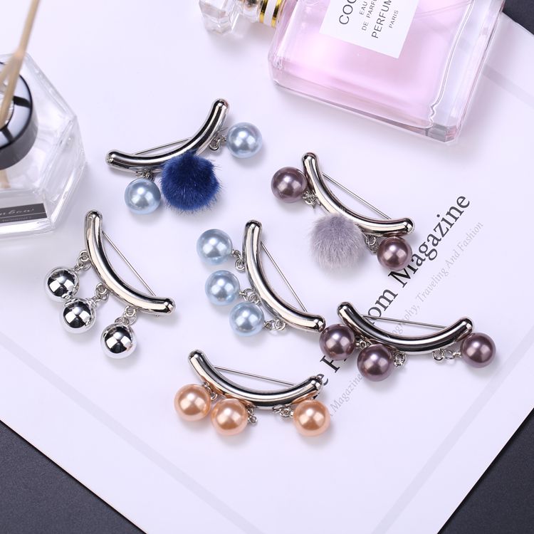 Hàn Quốc chống trượt ngọc trai trâm ngọc trai mới đơn giản cong treo ngọc trai pin trâm lụa phụ kiện khóa huy hiệu cài áo sang chảnh