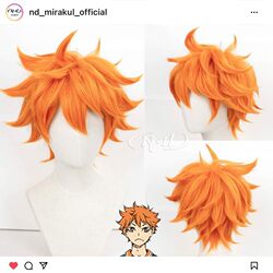 No need to trim! ND Home] Hinata Xiangyang Volleyball Boy Reverse Style Cos Wig Orange Red