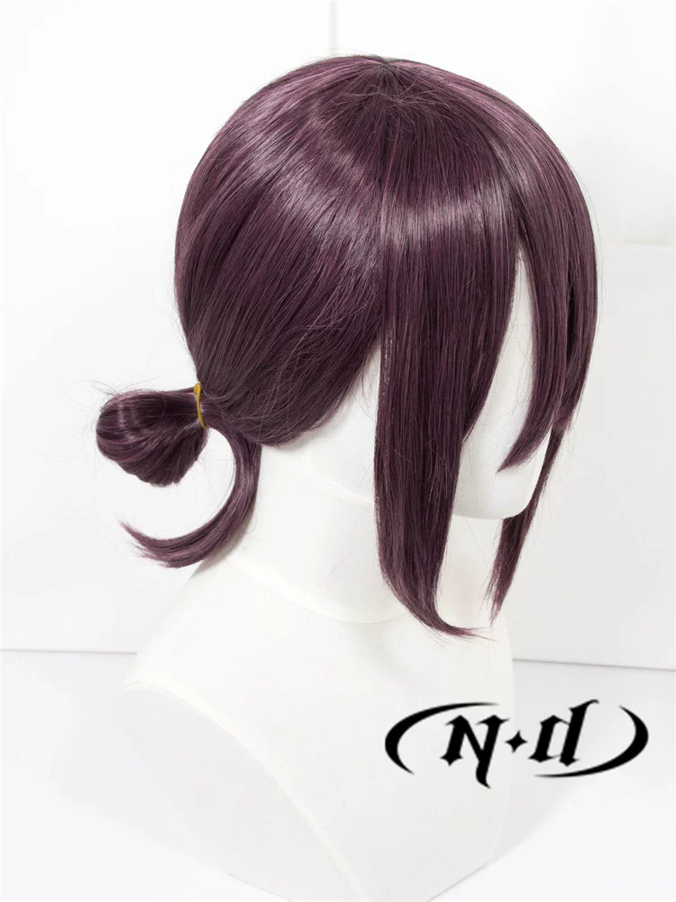 Chainsaw, purple wig with pigtail, cosplay