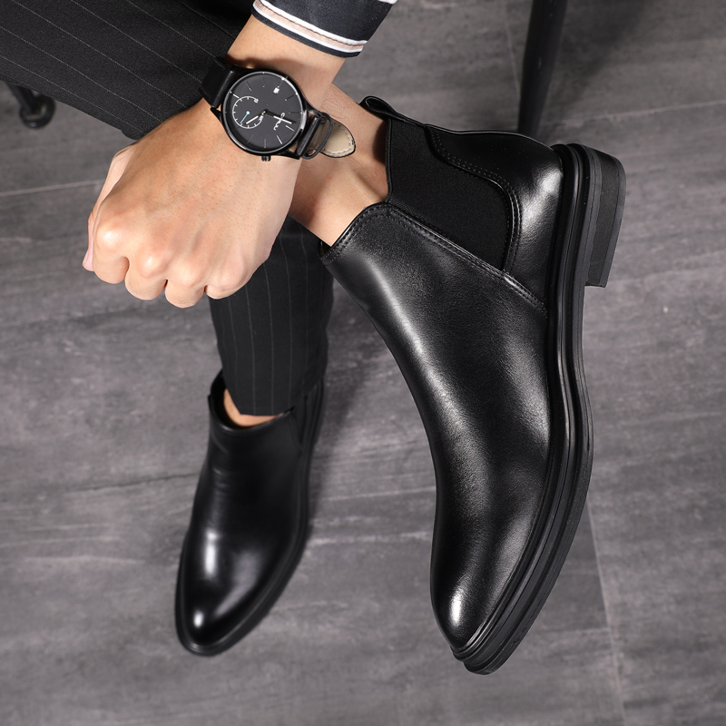 Autumn Winter Martin boots Men's top cylinder Short boots Korean version trendy Inron retro sleeve high cylinder leather shoes men's Chelsea boots