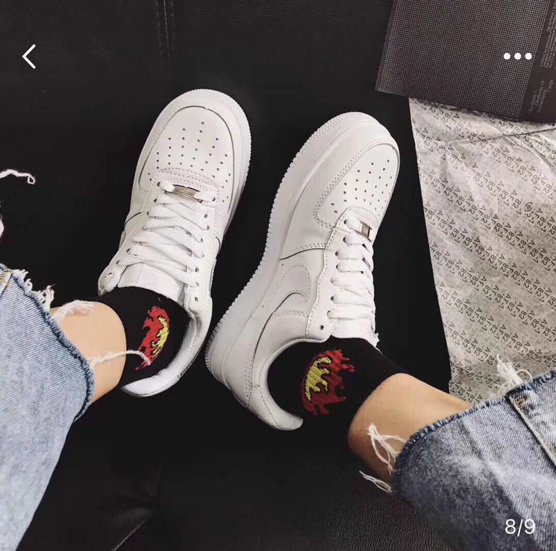 Nike AirForce Low AF1 Air Force Phiên bản ngắn màu đen và trắng chữ cú nhỏ giải mã giày AJ7747-001 - Dép / giày thường giày thể thao chính hãng