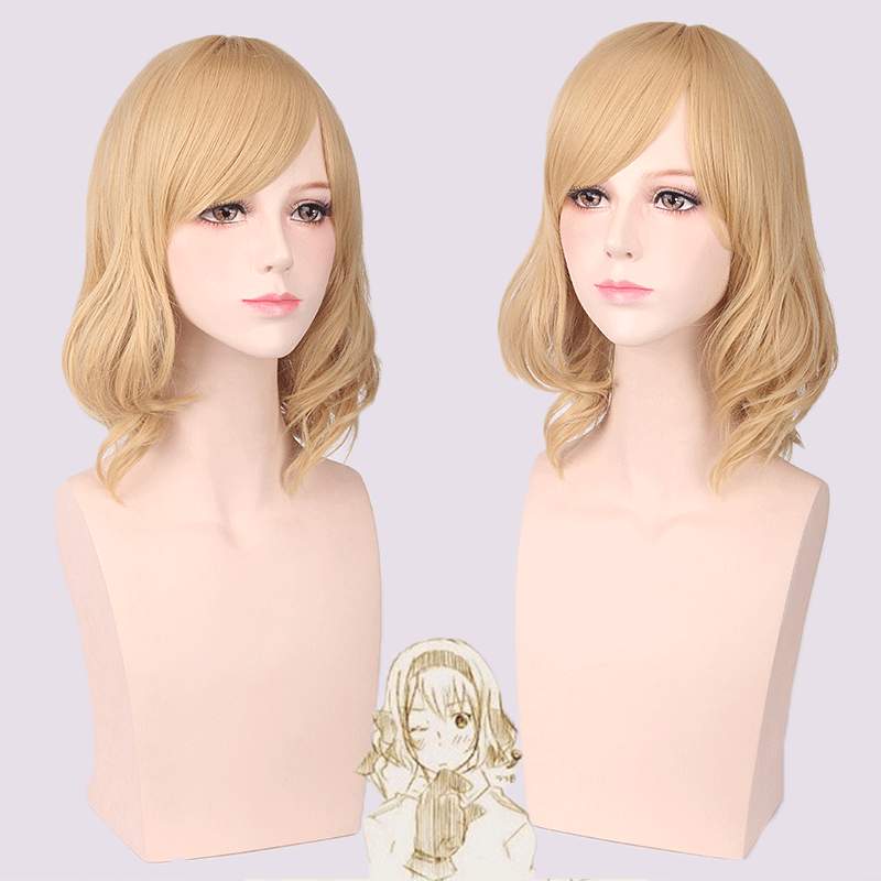 Harajuku Daily Style for Girls, Fresh and Simple, Golden Yellow Short Hair, Pear-Shaped Hairstyle, Fake Hair Cosplay Wig in Stock