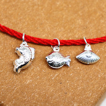 925 Sterling silver small pendant Bracelet Necklace accessories Silver fish Silver carp small shell red rope preparation hypoallergenic