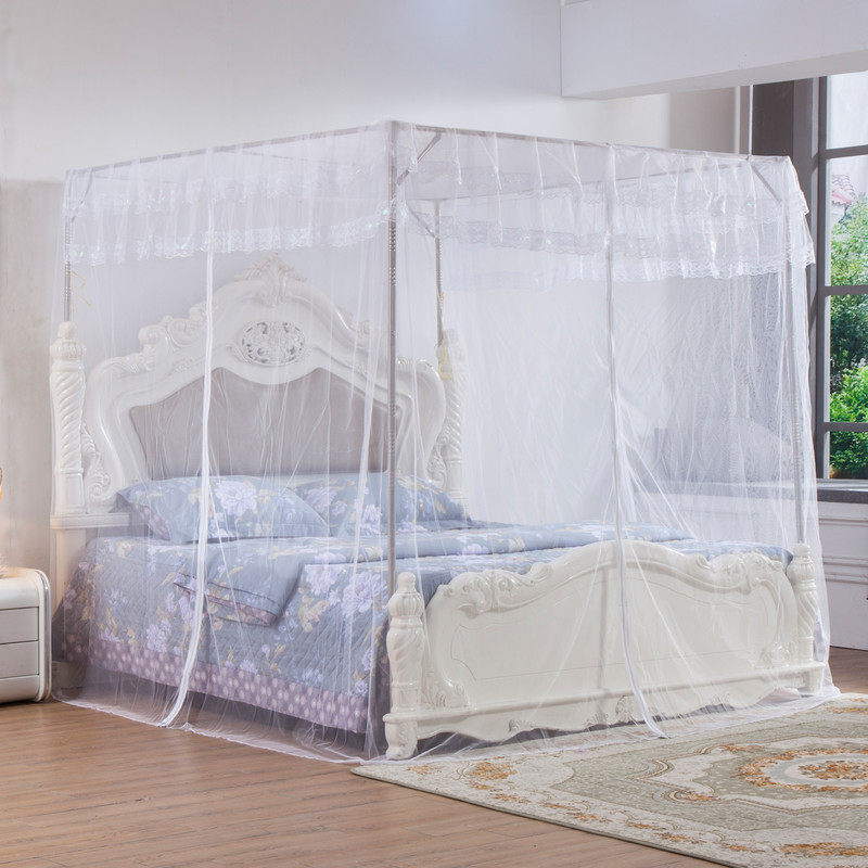 Mosquito net three-door zipper type overlapping floor-to-ceiling palace household stainless steel bold 1 8 m 1 5m can be customized