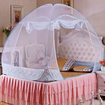 Mosquito net yurt double door Zipper protection raised encryption free of installation 1 2 1 5 1 8m half bottom fixed