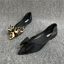 2020 Summer 2020 new decoding handle leather female shoes tip horse hair splice bow comfortable flat female single shoes
