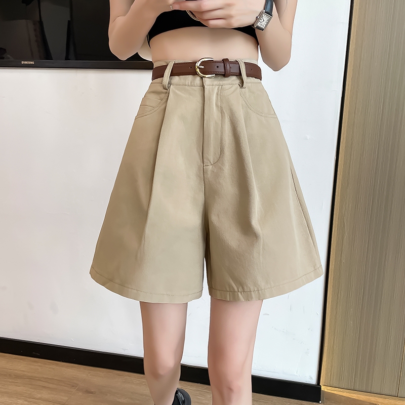 High-Waist Suit Five-Quarter Pants for Women Retro Casual Mid-Pants 2025 Summer Thin Simple Loose Wide-Leg A-Line Shorts High-Waist Suit Five-Quarter Pants for Women Retro Casual Mid-Pants 2025 Summer Thin Simple Loose Wide-Leg A-Line Shorts