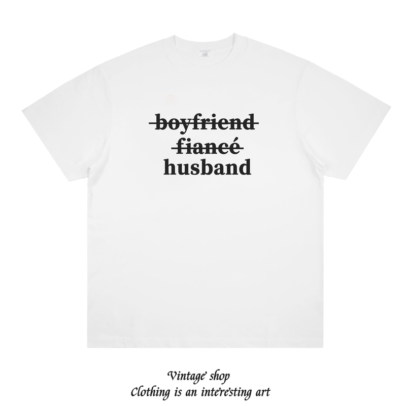 [Husband Style] Wife&Husband Short-Sleeved Couple Outfits for Husband and Wife, Wedding Couple T-Shirts, Half-Sleeve