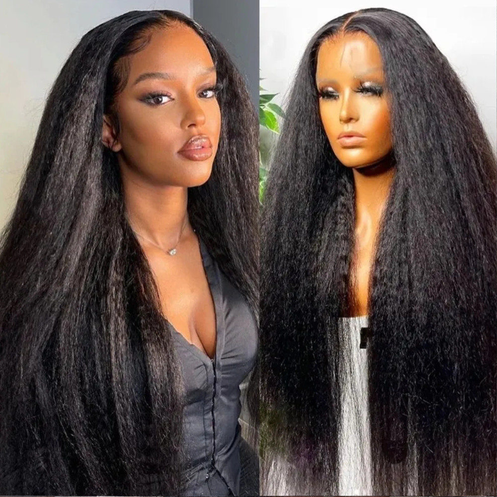 UNice Kinky Yaki Straight Lace Front Human Hair Wigs for  display picture 2