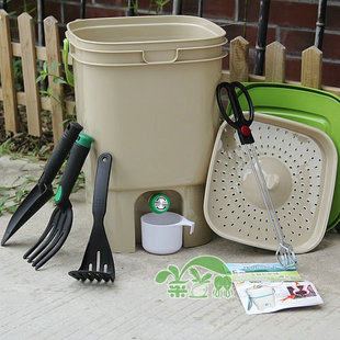 Balcony vegetable compost bucket Food waste compost bucket Bocasi fermenter Send a full set of tools and 200g bran