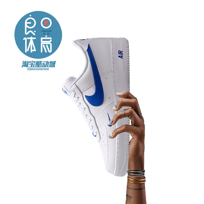 Nike Air Force 1 Af1 White and Blue Double Hook Air Force Trendy Versatile Low-Top Casual Sneakers Iv5732-100