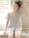 2025 New Summer Women's Pajamas Short-Sleeved Shorts French Pure Cotton Gauze Large Size Home Wear Set That Can Be Worn Outside