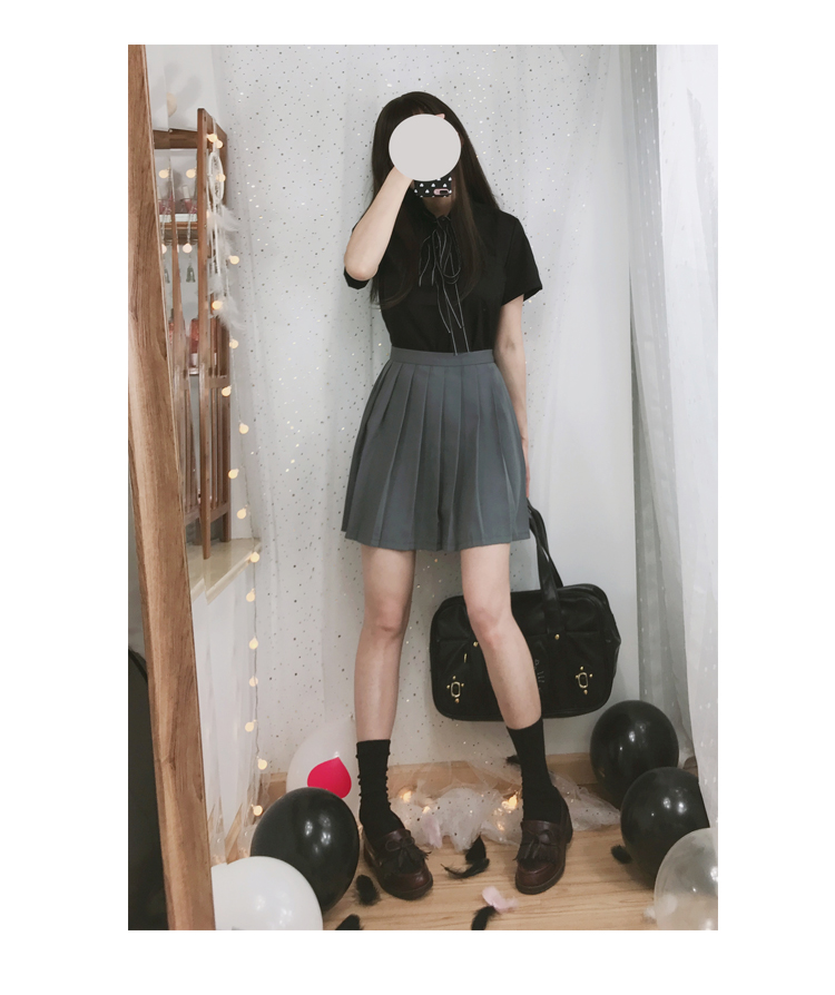 Đồng phục JK phù hợp với trường đại học Nhật Bản gió bốn mảnh của phụ nữ áo len cardigan áo sơ mi xếp li váy thắt eo cao thắt nơ tối áo kiểu nữ đẹp
