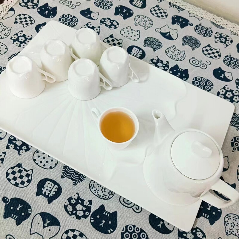 Ceramic Pure White Tea Set Chinese Minimis High Temperature Resistant Cold Open Kettle Cup with Tray Office Hotel Home Suit-Taobao