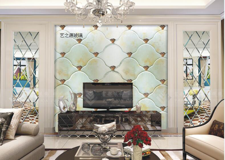 Promotion Art Glass Parquet Crafts Dining Room Mirror Decoration Background Living-room TV Background Wall Imitation Stone Mirror
