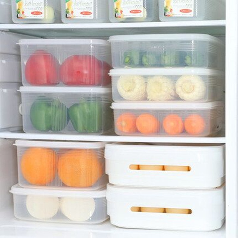 日本进口冰箱收纳盒水果保鲜盒专用厨房塑料长方形冷冻食品密封盒