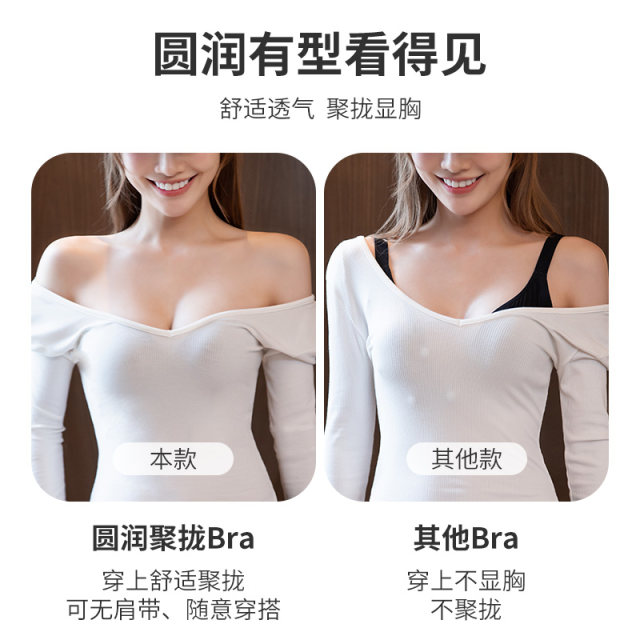 Victoria Front Button Seamless Strapless Underwear Women's Invisible Bra Non-slip Push Up Bandeau Style No Wires ງາມກັບຄືນໄປບ່ອນ