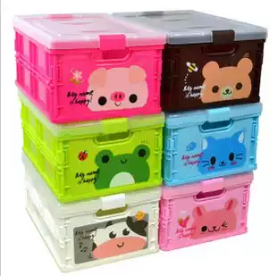 Storage box plastic covered paper cover Korean cartoon finishing box foldable large and small storage box