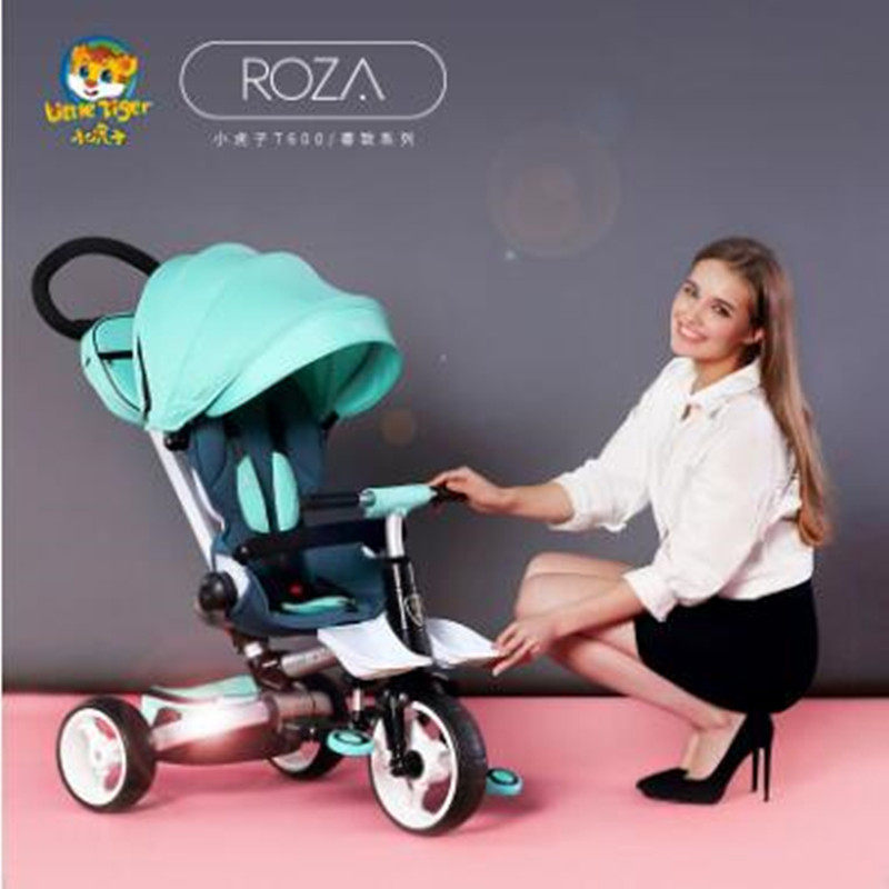 Small tiger children three-wheeler bike light folding and reclining sloping lying high landscape aluminum alloy baby trolley T600