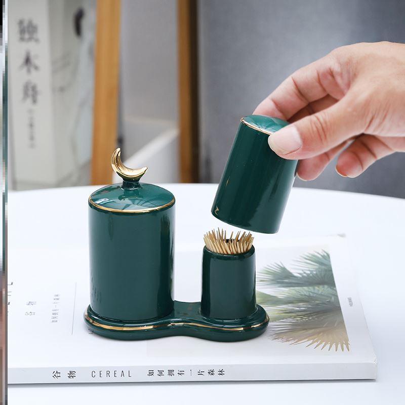 Tooth Stick Cotton Swab 2 in 1 Storage Box 2021 New Portable Cartoon Cute Dental Bucket Tooth Cartridge Ceramic Fashion
