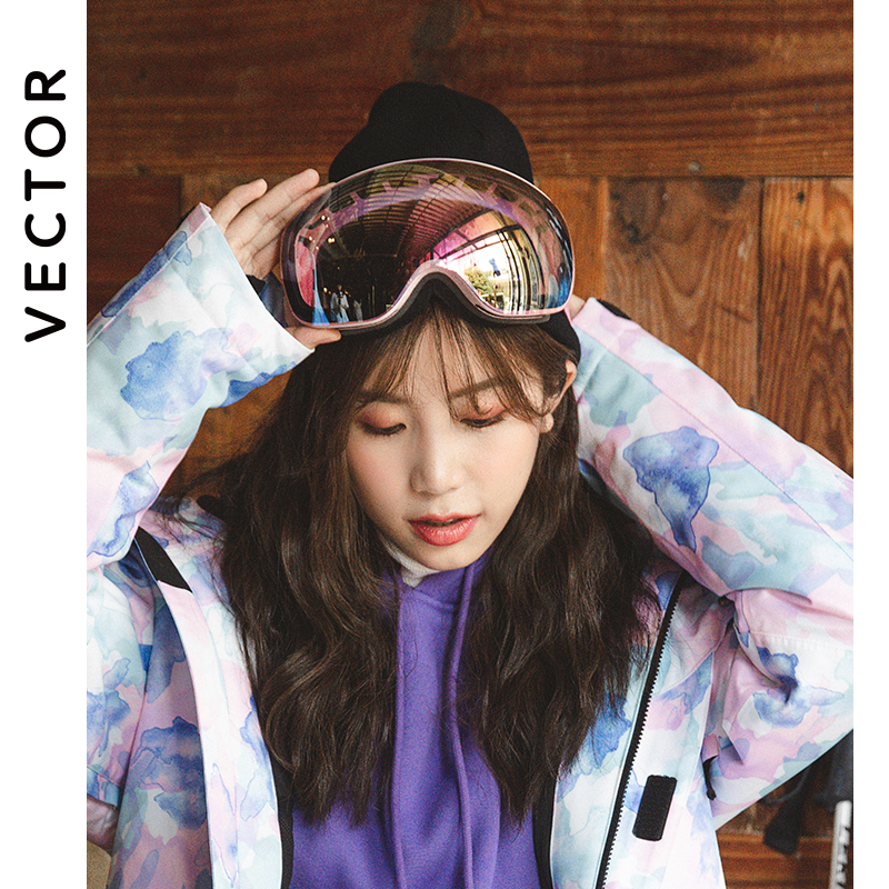 VECTOR ski glasses female double layer anti-snow mirror male cocked myopia snowfield goggle children ski gear
