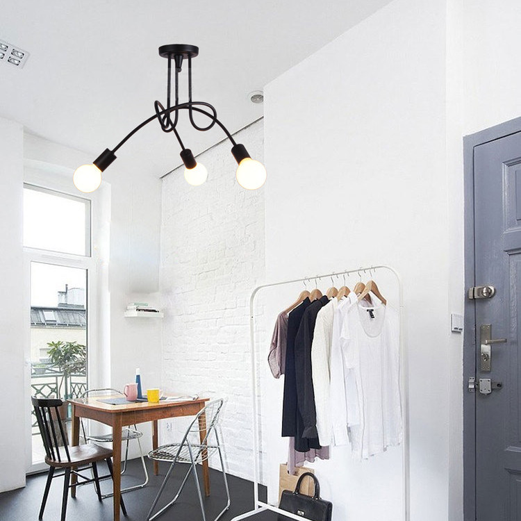 Iron Art Curved Tube Ceiling Lamp