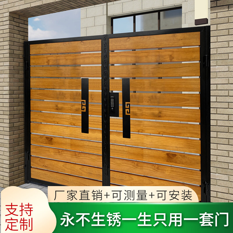 Iron Art Solid Wood Doors Patio Doors Home Patio Doors Eurostyle Iron Gate Garden Villa Doors Community Entrance Doors Customised