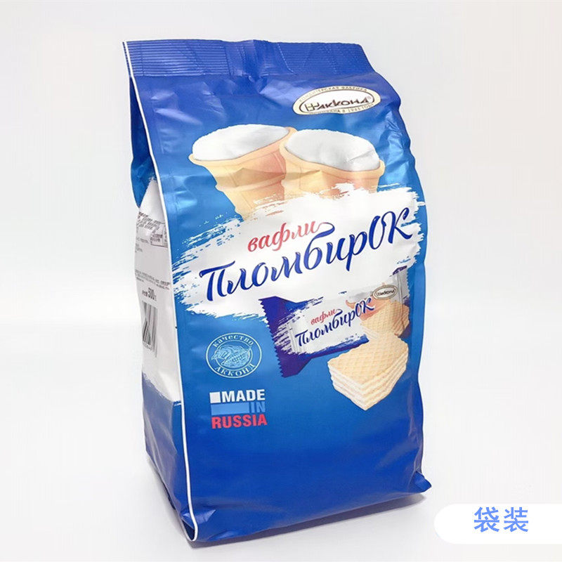 Russia imported Akonte hard ice cream ice cream wafer candy biscuits snack bag bulk 500g