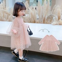 Girl Spring Dress Dress Dress Dress 2022 New Spring Ocean Air Long Sleeve Small Children Princess Dress Fluffy Mesh Yarn Skirt