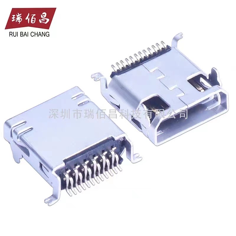 MINI USB 母座 10PIN 前插后贴 SMT+DIP 14Ptype 母座 外壳雾锡