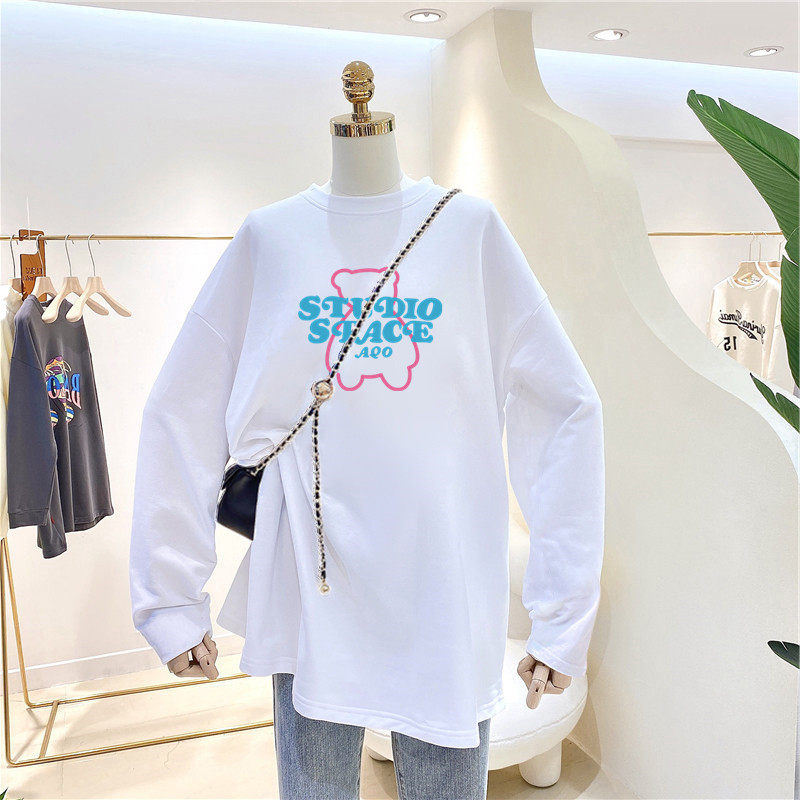 Pregnant women dress spring and autumn pure cotton white blouse blouse loose leisure and round collar long sleeve T-shirt coat