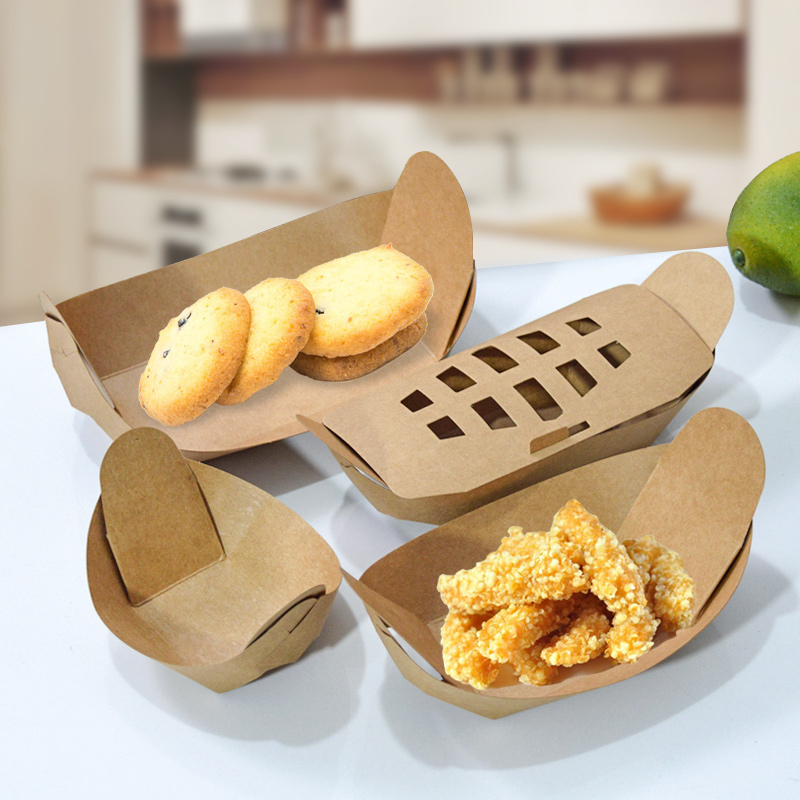 Disposable Cow Leather Paper Boat Box Steak Snack Salad Fried Chicken Fries Long Sea Pirate Ship Small Eating Shop Special Fry