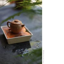 Qingwutang insect-etched hole square round copper cover Gray glaze ceramic water storage pot with small pot with small copper cover to build water